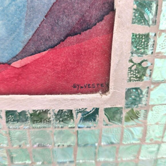 Mosaic Glass Picture Frame With Abstract Watercolor Art By Leif Sylvester je170 - Picture 6 of 10